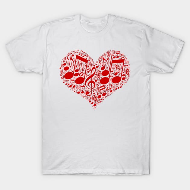 Musical Notes in Heart | Gift Idea for Music Lover T-Shirt by shirtonaut